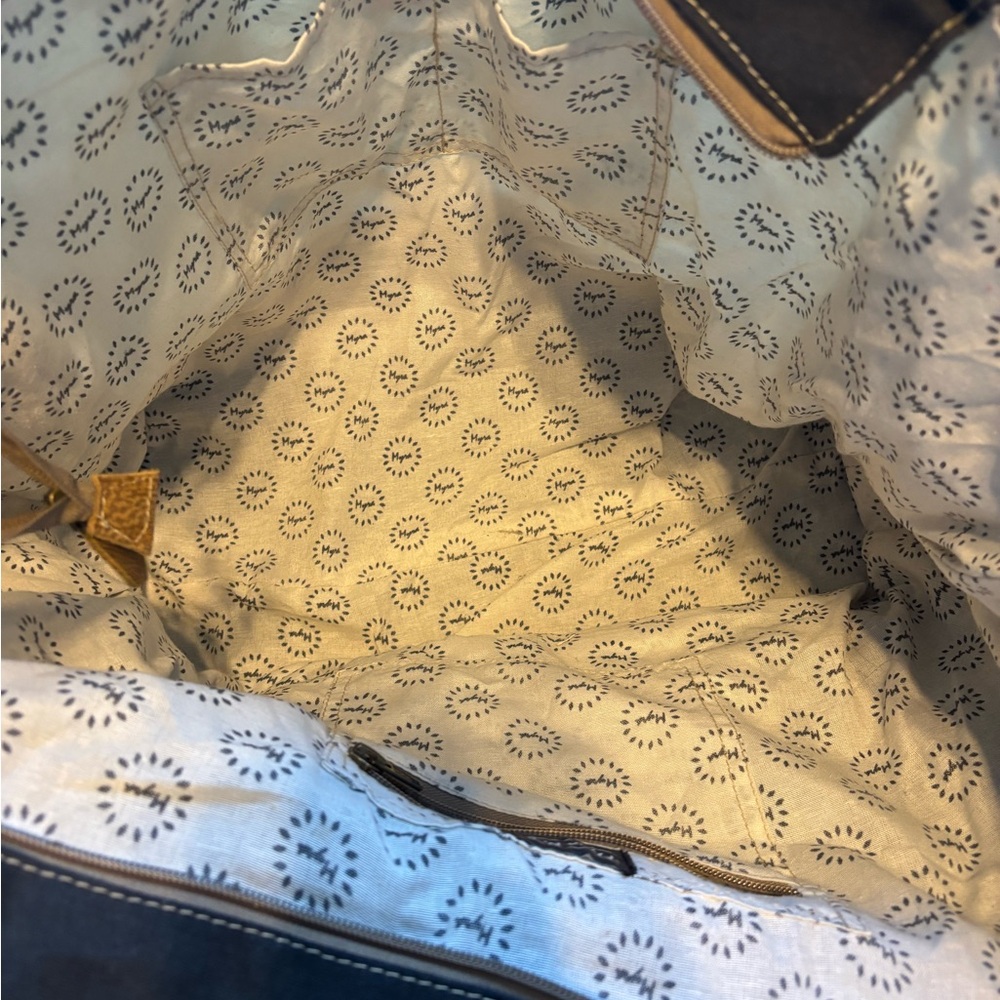 Myra Bag Floral Canvas & Leather Tote with Cowhide accent - Picture 4 of 5